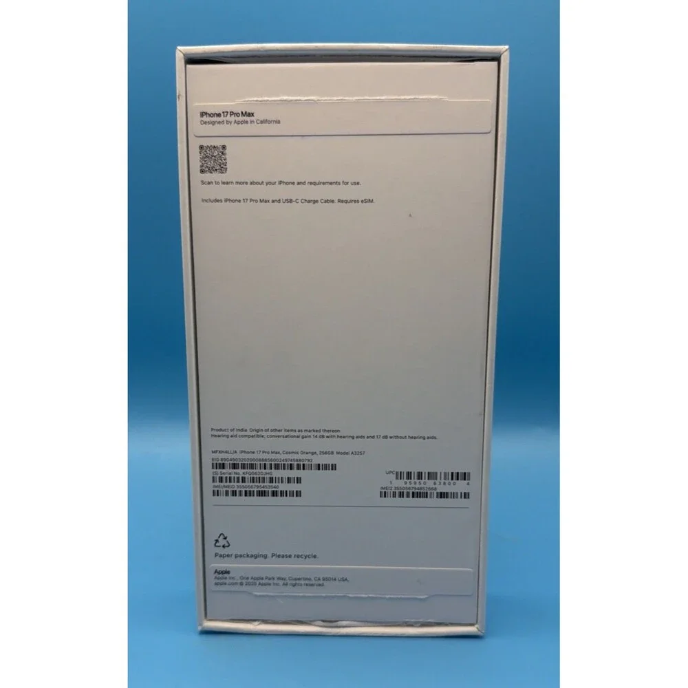 Original Apple iPhone 17 Pro Max Empty Box – Orange